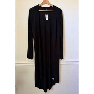 Express Black Long Open Duster Sweater Knit Cardigan Womens S 45"L NWT
